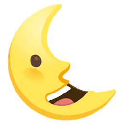 Last quarter moon face and Grinning face