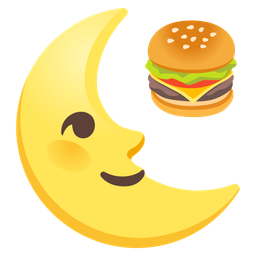 last quarter moon face and hamburger