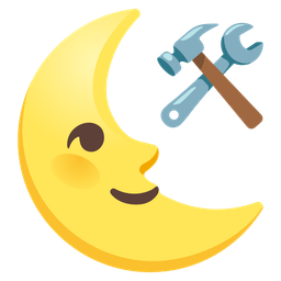 last quarter moon face and hammer and wrench