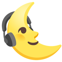 last quarter moon face and headphone
