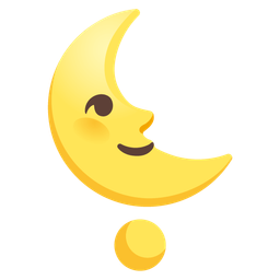 last quarter moon face and heart exclamation