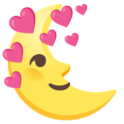 last quarter moon face and heart with arrow