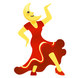 last quarter moon face and high-heeled shoe