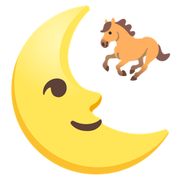 last quarter moon face and horse