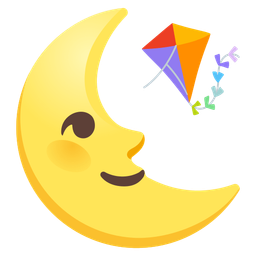 last quarter moon face and kite