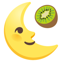 last quarter moon face and kiwi fruit