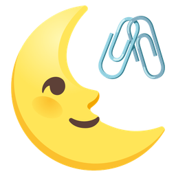 last quarter moon face and linked paperclips