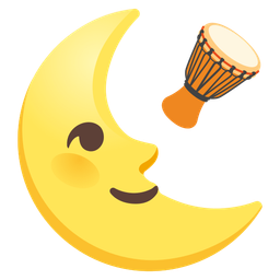 last quarter moon face and long drum