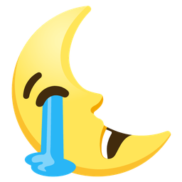 last quarter moon face and loudly crying face