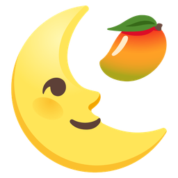 last quarter moon face and mango