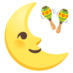 last quarter moon face and maracas