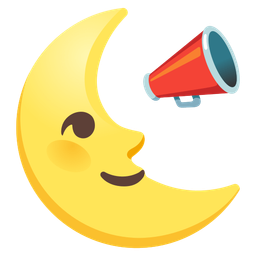 last quarter moon face and megaphone