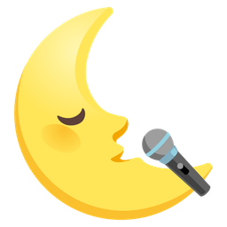 last quarter moon face and microphone