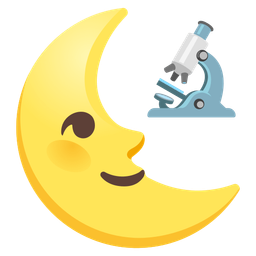 last quarter moon face and microscope