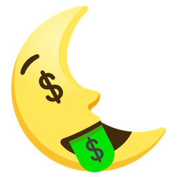 Last quarter moon face and Money-mouth face