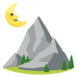 last quarter moon face and mountain