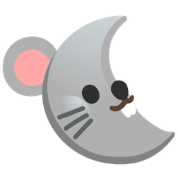 last quarter moon face and mouse face