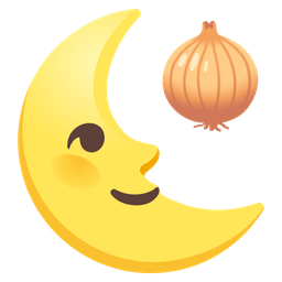 last quarter moon face and onion