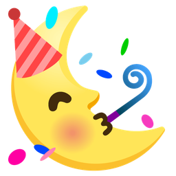 last quarter moon face and partying face