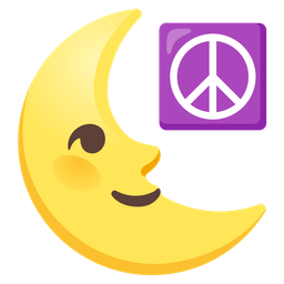 last quarter moon face and peace symbol