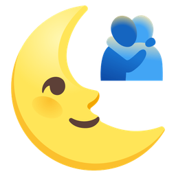 last quarter moon face and people hugging