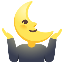 last quarter moon face and person shrugging