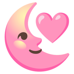 last quarter moon face and pink heart