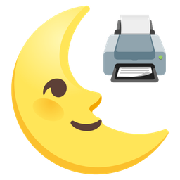 last quarter moon face and printer