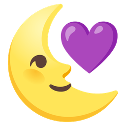 last quarter moon face and purple heart
