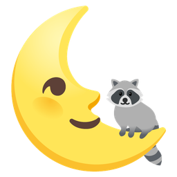 last quarter moon face and raccoon
