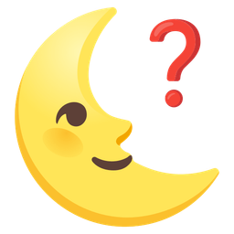 last quarter moon face and red question mark