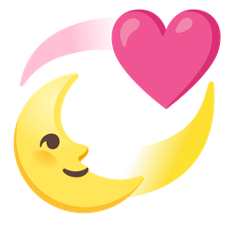 last quarter moon face and revolving hearts