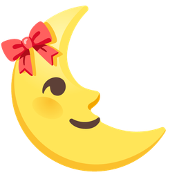 last quarter moon face and ribbon