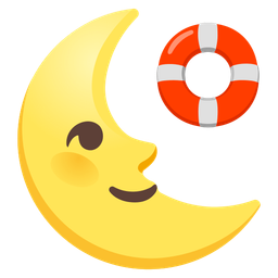 last quarter moon face and ring buoy