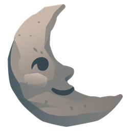 last quarter moon face and rock