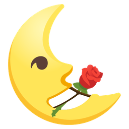 last quarter moon face and rose