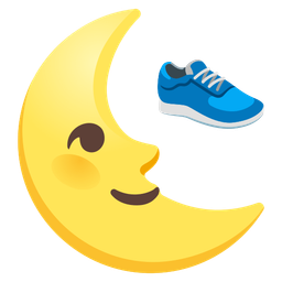 last quarter moon face and running shoe