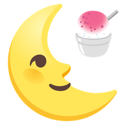last quarter moon face and shaved ice