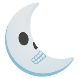 last quarter moon face and skull