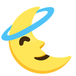 Last quarter moon face and Smiling face with halo