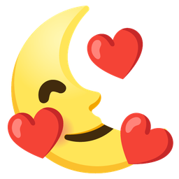 Last quarter moon face and Smiling face with hearts