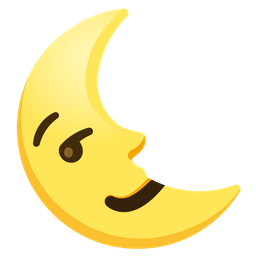 last quarter moon face and smirking face