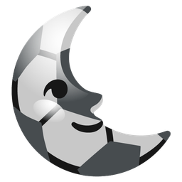 last quarter moon face and soccer ball