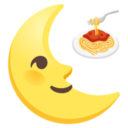 last quarter moon face and spaghetti