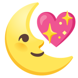 last quarter moon face and sparkling heart