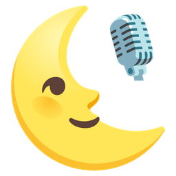 last quarter moon face and studio microphone