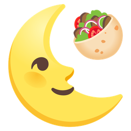 last quarter moon face and stuffed flatbread