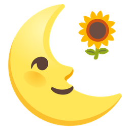 last quarter moon face and sunflower