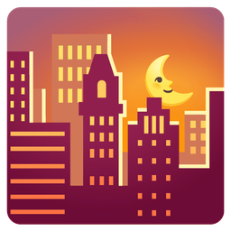 last quarter moon face and sunset