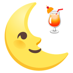 last quarter moon face and tropical drink